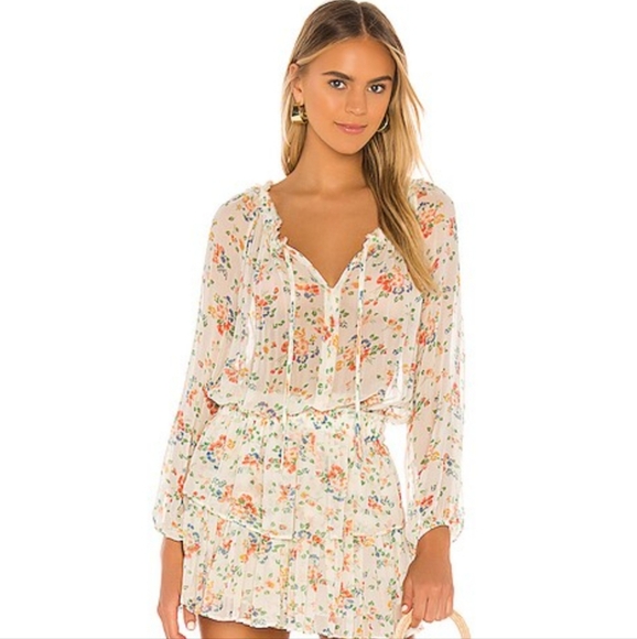 Loveshackfancy popover mini dress floral confetti Medium - Picture 3 of 14